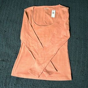 Pink swoop neck long sleeve shirt